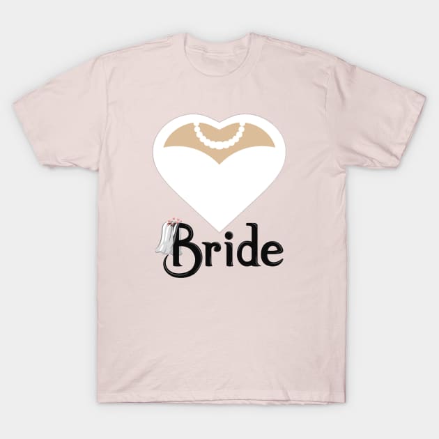 Bride T-Shirt Bride With Bow Tie Tee Shirt Bachelor Party T-Shirt T-Shirt by MiStore